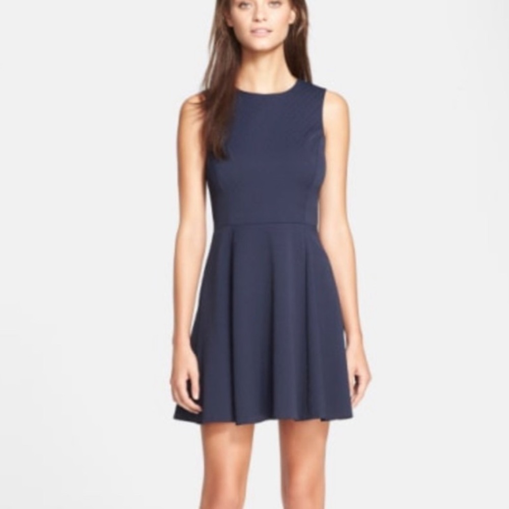 THEORY Tillora Aligned Fit & Flare Dress Navy Blue